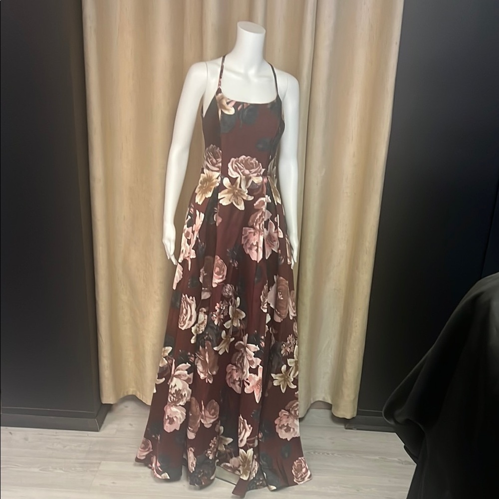 Speechless Brown and Pink Tiered Halter Sundress for Prom